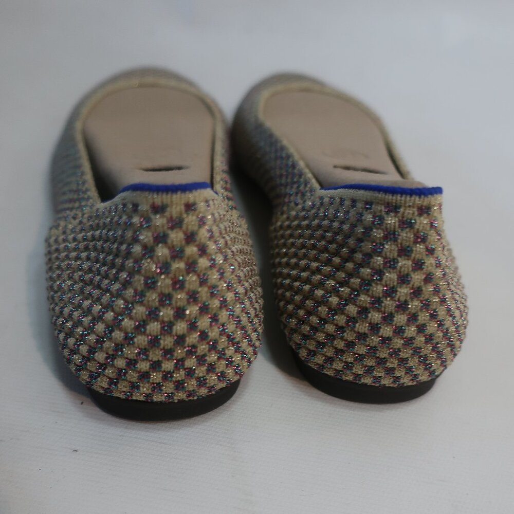 Like New Womens Rothy's Multi Gold Metallic Textile Ballet The Flat Shoes 7.5 CO - Picture 7 of 12